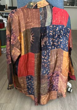 We Be Bop Patchwork Button Up Shirt Size Medium Vintage