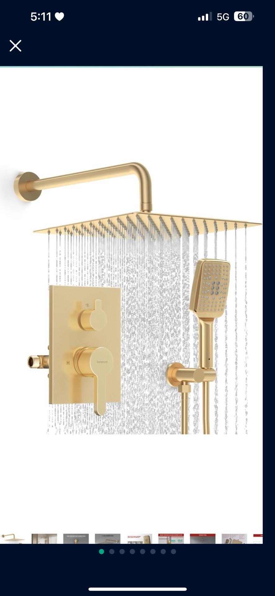 Shower Faucet Set - 12 inches Rain Shower System