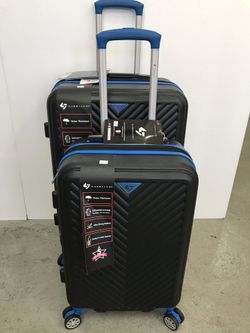 2 pice luggage set includes large size 30"(50Ib) and Carry-on size TSA accepted (20"). Has 8 spinner wheels for 360 degrees of mobility and a built-