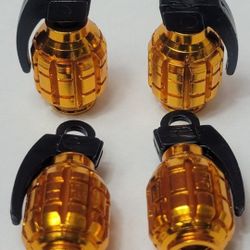 4 Yellow / Light Orange Grenades Truck Auto Valve Stem Wheels Tires