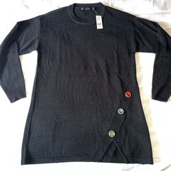 New York & Co. Size Small Black Sweater w/ Red, Blue & Green Jewels - NEW W/ TAG