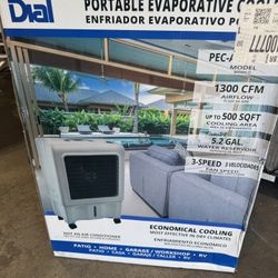 Dial Manufacturing 1300-CFM 3 - Speed Indoor/ Outdoor Portable Evaporative Cooler for 500-sq ft (Motor Included)
