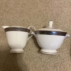 Mikasa Crown Jewel Platinum Creamer And Covered