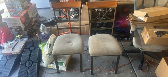 Metal and Wood Dining Chairs Set of 2