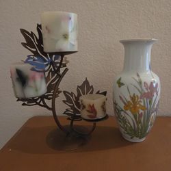 Metal Candle Holder & Vase