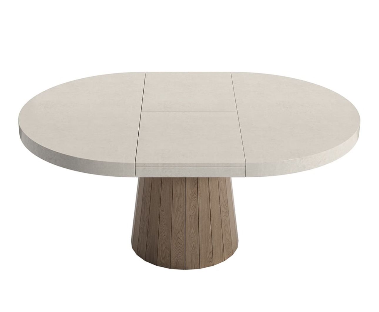 39"-55" Japandi Style Oval & Round Extendable Wood Dining Table Gray 6People With Chairs