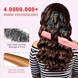 2 in 1 Hair Straightener and Curler, Airflow Styler Curling Iron - Titanium Flat Iron Hair Straightener for Long-Lasting Curls and Straightener, Dual 