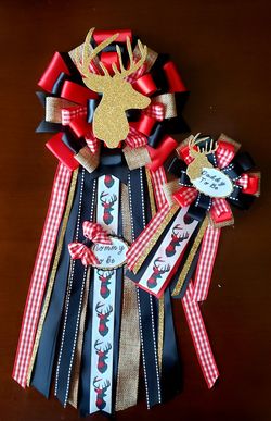 Lumberjack baby shower corsage,Woodland baby shower mum