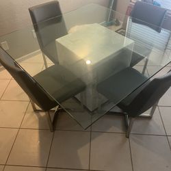 Bernhardt Glass Dining Table w/ Marble Base - No Chairs