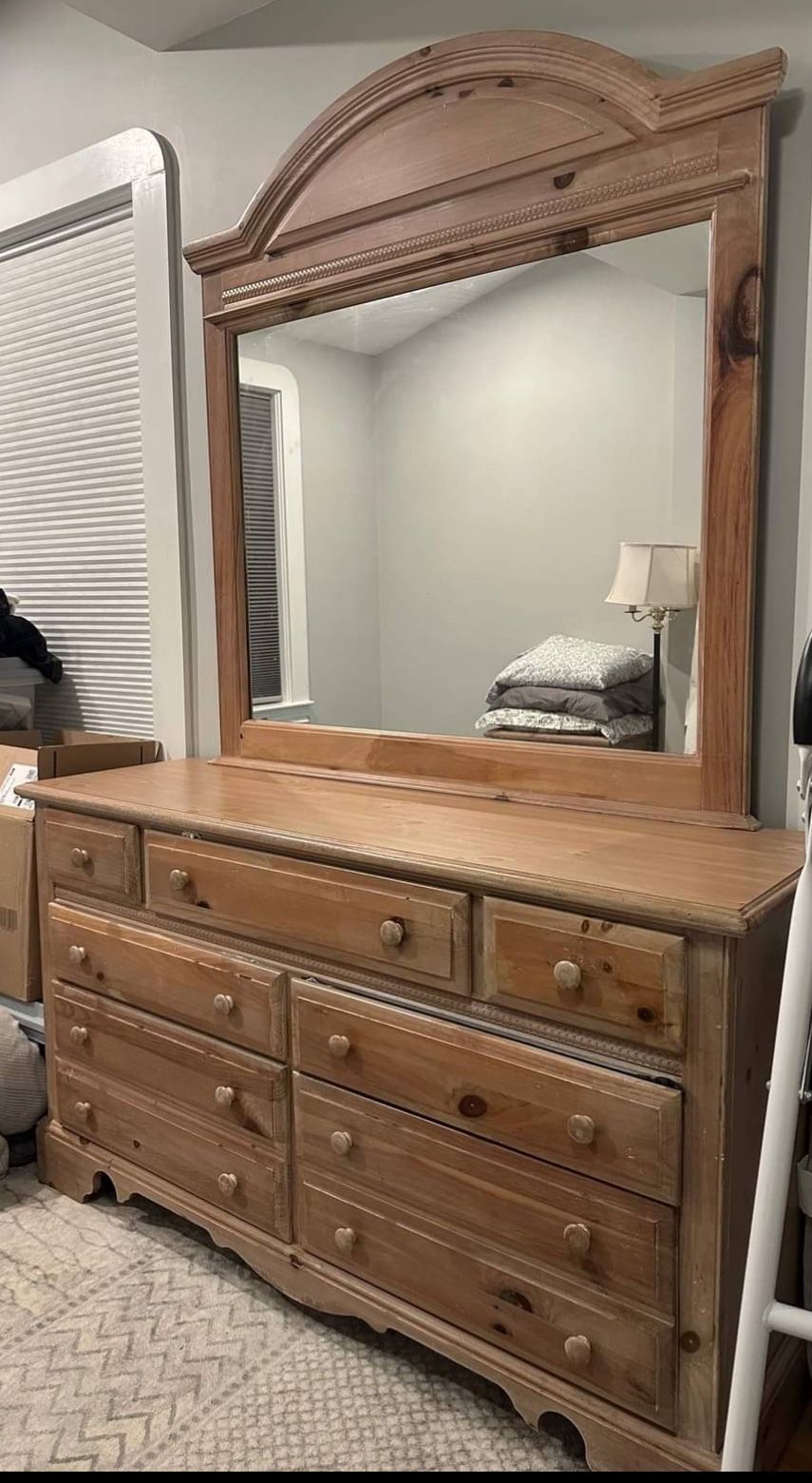 Dresser Mirror And Bedside Table 