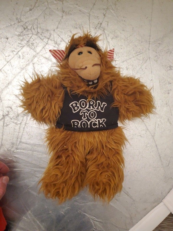 Vintage ALF Born To Rock Hand Puppet Wears Shirt & Bandana ~ 1988 collectible toy