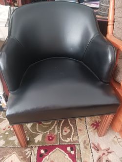Chair and footrest with storage real leather