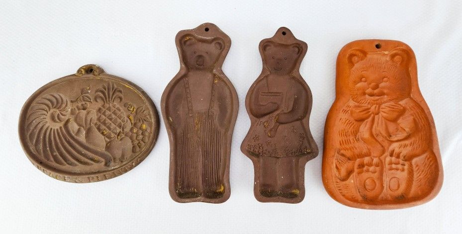 Vintage Hartstone Cookie Molds – Papa Mama Teddy Bears, Cornucopia