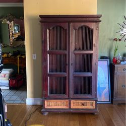 FREE Vintage Solid Wood Bookcase Or Display Cabinet. 