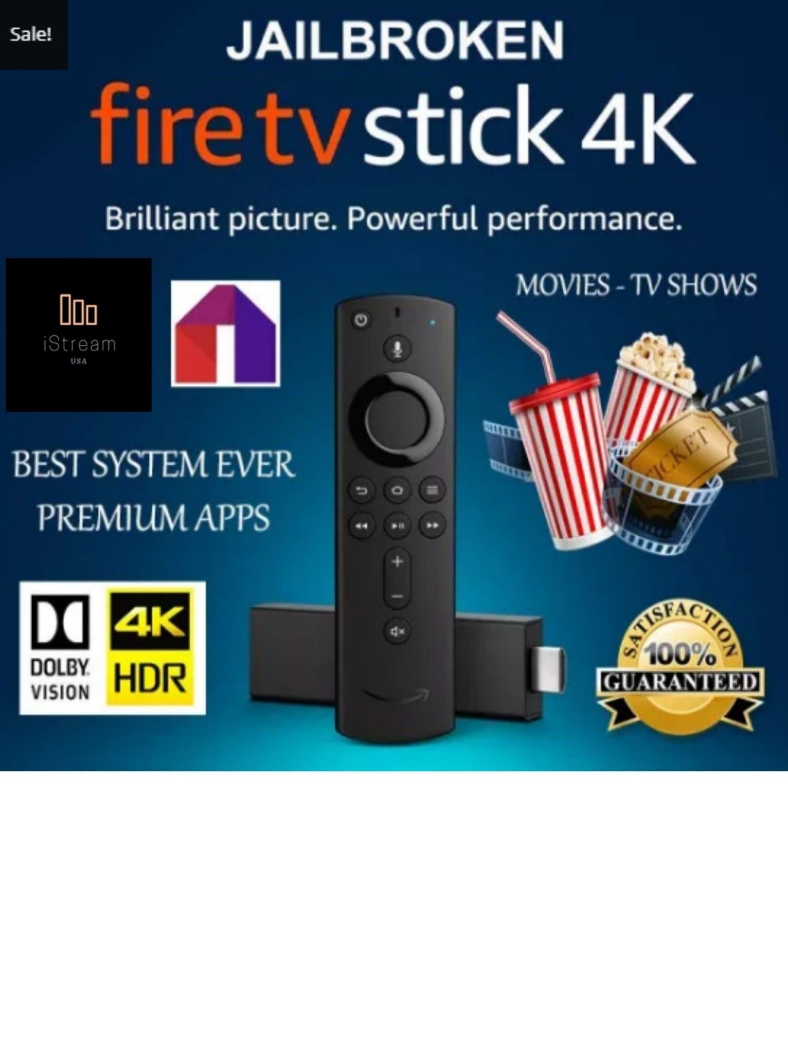 Fire TV Stick 4K Jailbroken & Fully Loaded! Free Live TV, Movies, VOD, Sports, Music, Kids and more!
