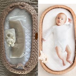 New D'OR BABY Handmade Baby Boho Changing Pad Basket Set 30” x 16” x 5”