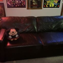 Leather  with pullout Bed $80 JUST REDUCED MUST GO
