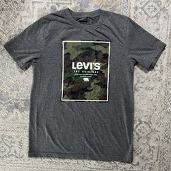 Levi's The Original Gray Camo T-Shirt Logo Kids Size 14/16