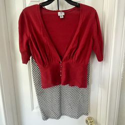 Skirt And Red Cardigan