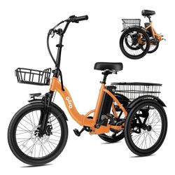 Qlife Triker Electric Bike, Peak 750W Brushless Motor Folding Trike Ebike, 468Wh Removable Battery, Step-Thru 3 Wheel Electric Bicycle, Up to 50 Miles