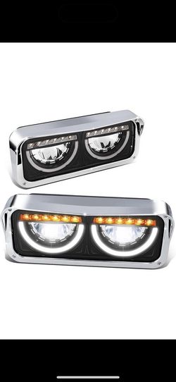 01-11 Freightliner Classic, Blac LED Halo DRL Turn Signal Dual Reflector Headlights k