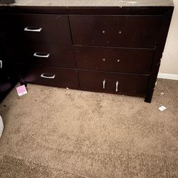 2 Dressers. 1 Long With Six Drawers & 1 Tall With Five Drawers