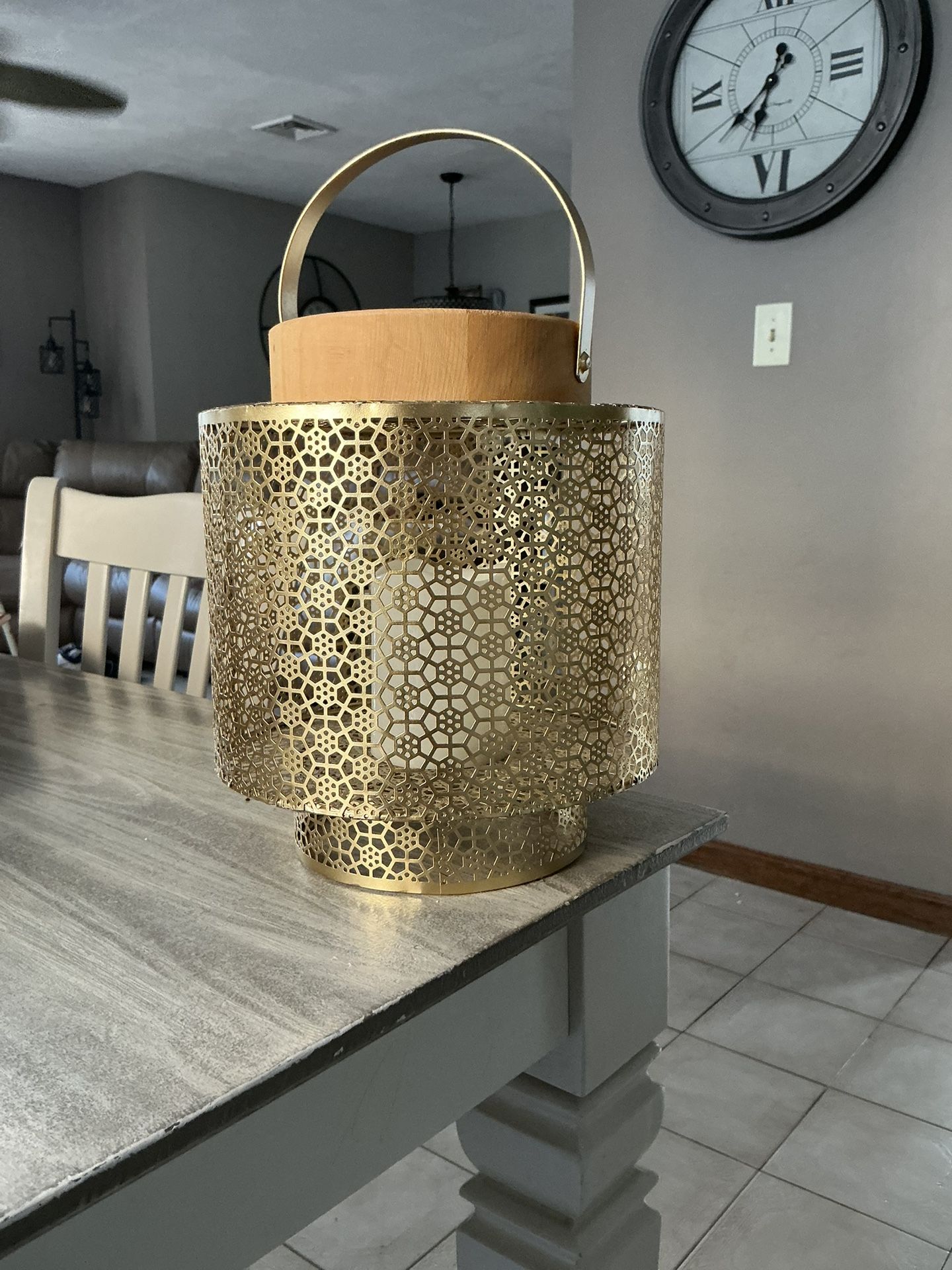 Gold Filigree Flickering Candle Lantern