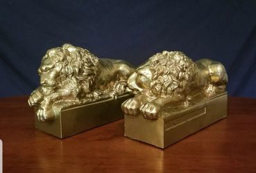Vintage Bronze Antonio Canova Lion Bookends