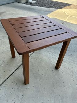 Nice wood outdoor patio end table