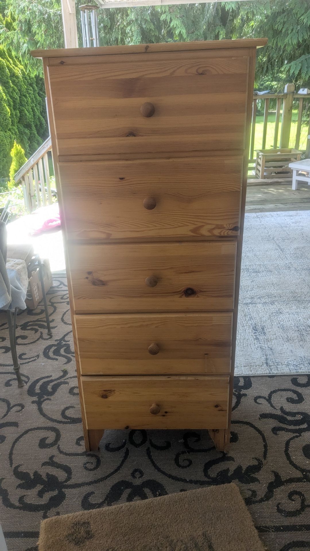 Tall, narrow pine dresser