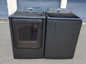 Matching Samsung Platinum top load washer dryer set works perfect with warranty