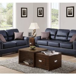 Black Sofa And Love Seat Set (Free Delivery)