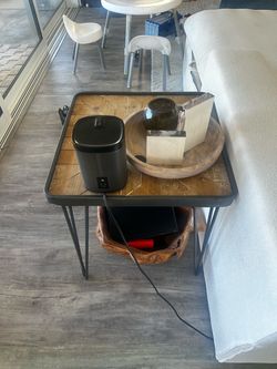 Rustic wood and metal end table