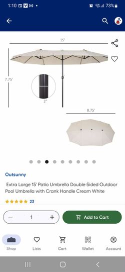 New outsunny extra large 15 ft patio umbrella cream white