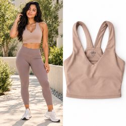 Alo Yoga Airbrush Real Bra Tank Tan Nude Size XS