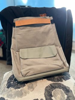 Canvas Drawstring Backpack with Leather Handle from RawRow