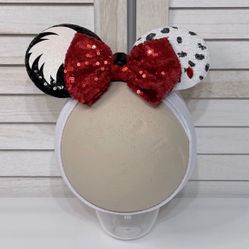 NEW Baby Cruella DeVil Minnie Mouse Ears Headband *FIRM*