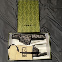 Navy Blue Gucci Canvas Slides