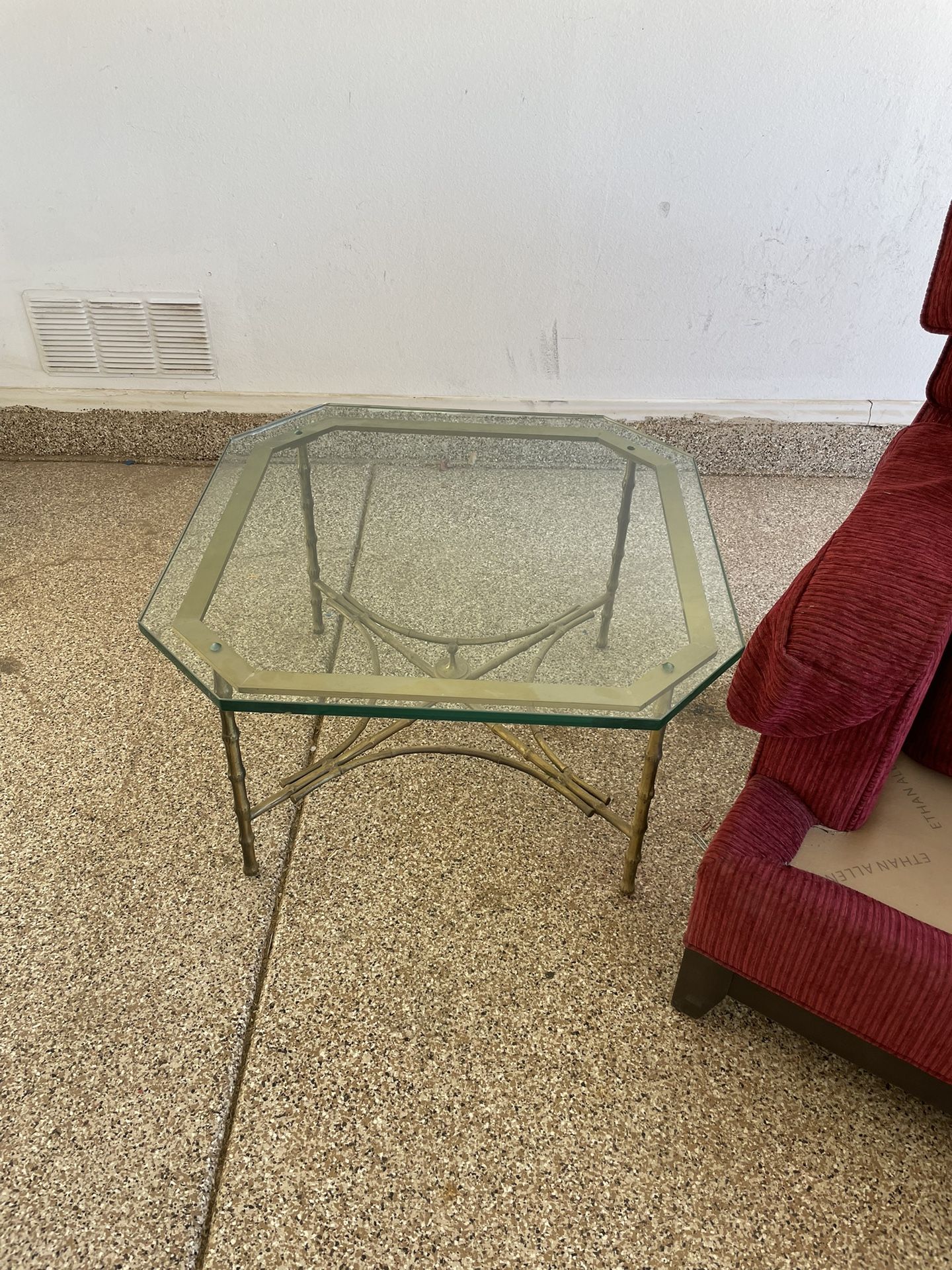 Vintage Brass And Glass Table