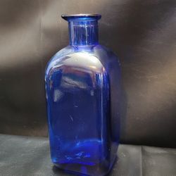 Cobalt Blue Glass Bottle - Vintage Decorative Collectible