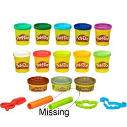 Play-Doh Dinosaur Theme 13-Pack of Non-Toxic Modeling Compound with 2 Cutter Shapes, 2 Roller Tools, and Scissors 