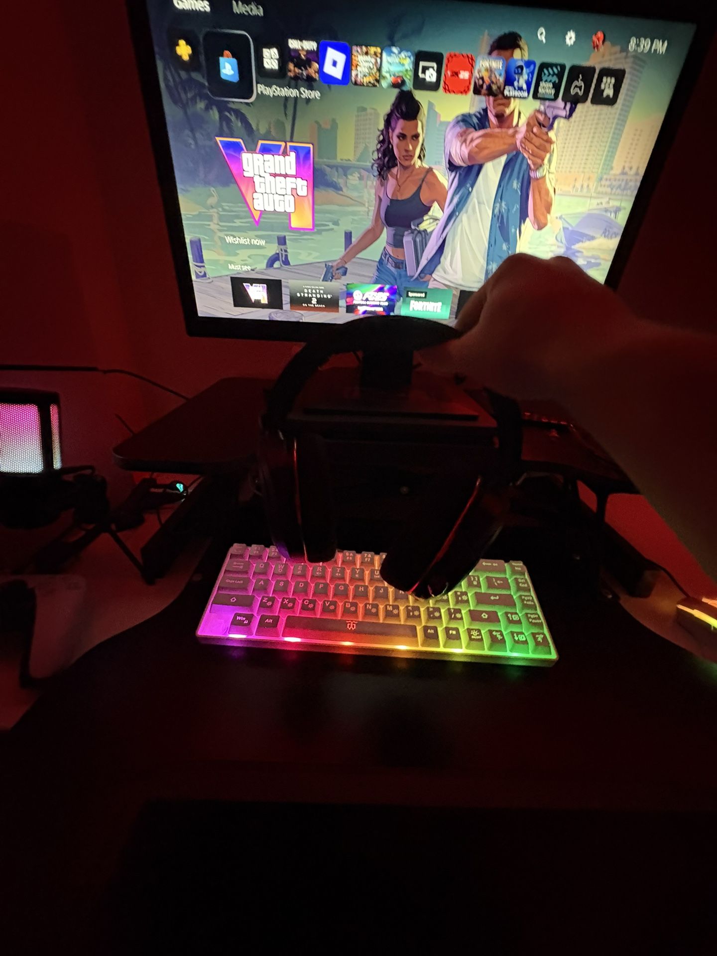 Ps5 With Headphones Keyboard Muse And Controller 