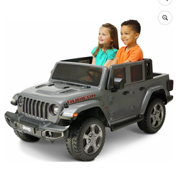 Jeep Gladiator Rubicon Battery Powered Ride-on, 2-Seater, Gray, Child Ages 3-8, Max Speed 5 mph