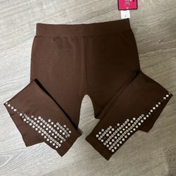 Ladies Brown Embellished Leggings NWT SZ L