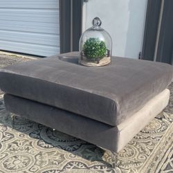 New Adorable Grey Velvet Ottoman 