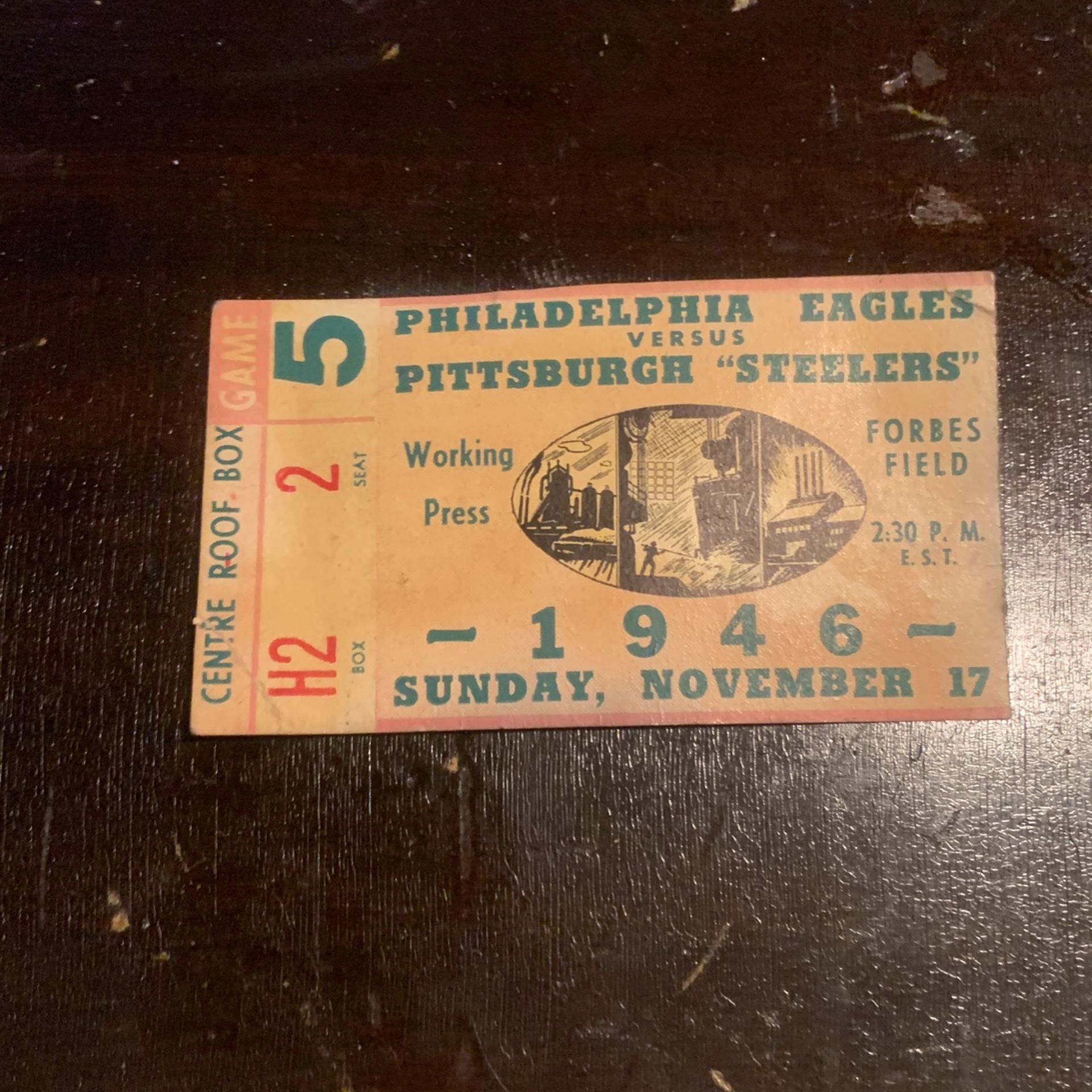 1946 Football Ticket Eagles Vs Steelers