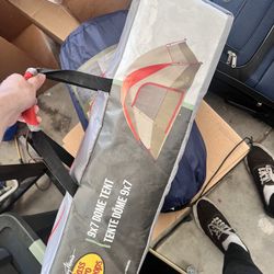 camping tent and sleeping bag