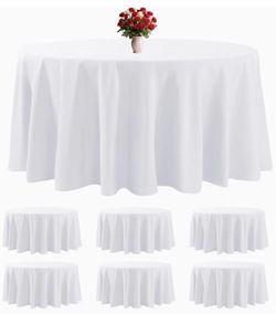 Bailarina 6 Pack White Round Tablecloths 120 Inches Table Cloth