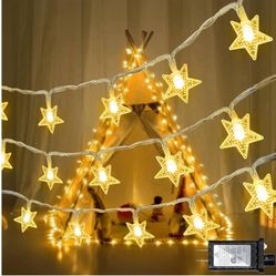 Star String Lights,8 Modes Plug in Star Lights with Timer&Memory,Indoor Outdoor Christmas Twinkle