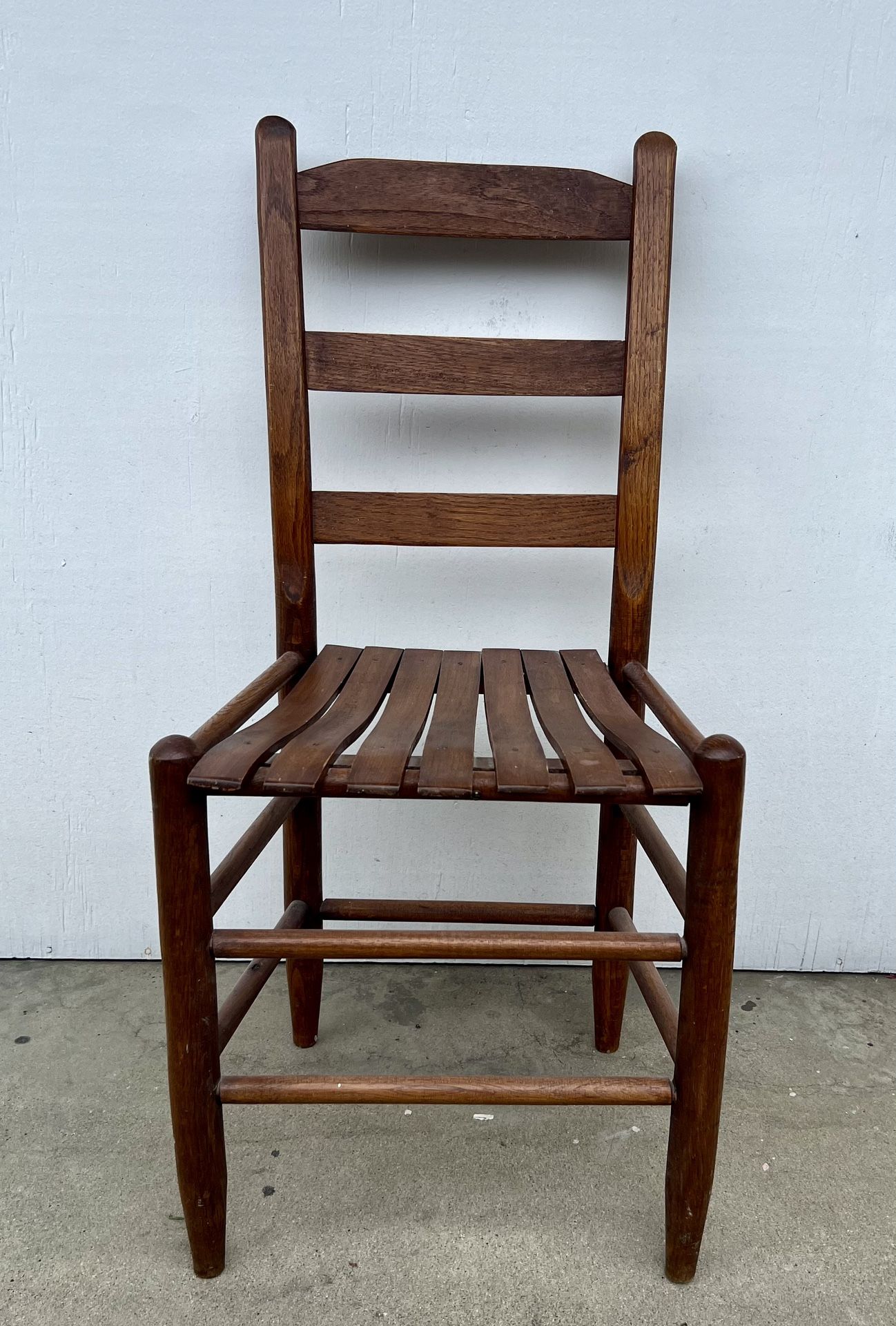 Vintage Oak Ladderback Chair Slat Seat Dining Desk Chair